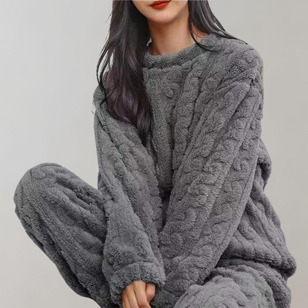 Fleece Pajama Set - Fluffy - Long Sleeve - Winter Pajama - Ladies Winter Pajamas-Grace Aura