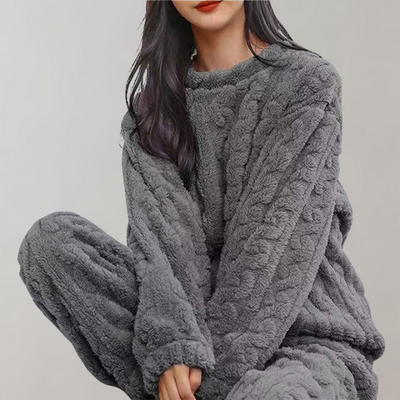 Fleece Pajama Set - Fluffy - Long Sleeve - Winter Pajama - Ladies Winter Pajamas-Grace Aura