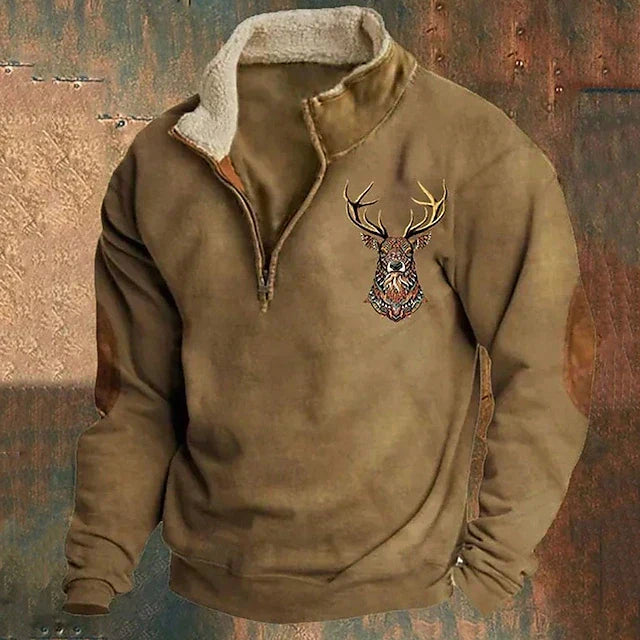 Fleece Pullover - Men's Warm Half Zip Fleece Sweater for Winter-Grace Aura