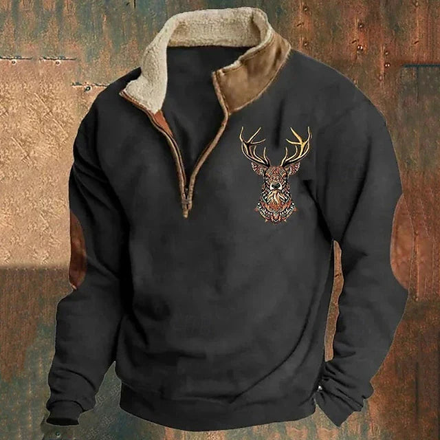 Fleece Pullover - Men's Warm Half Zip Fleece Sweater for Winter-Grace Aura