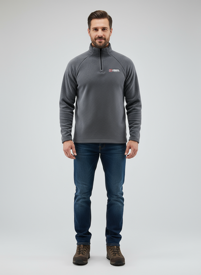 Fleece Pullover - Men's Warm Quarter-Zip Fleece Sweatshirt-Grace Aura