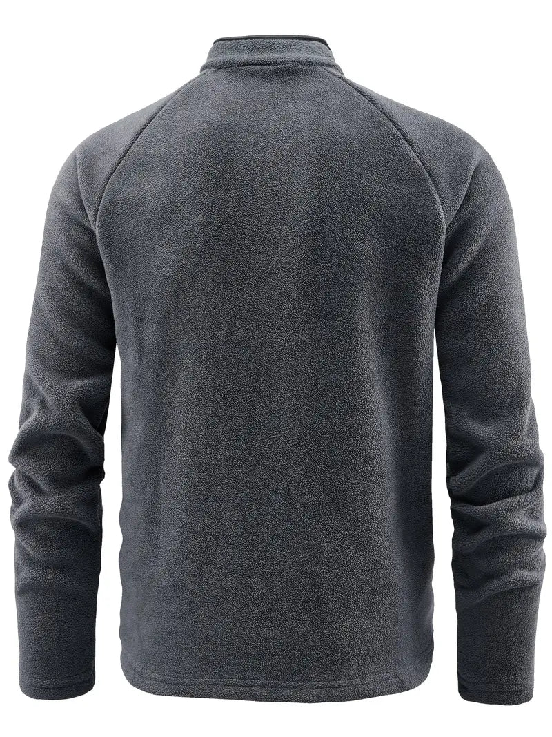 Fleece Pullover - Men's Warm Quarter-Zip Fleece Sweatshirt-Grace Aura