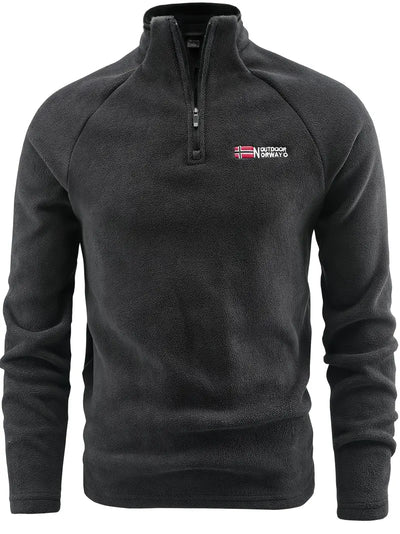 Fleece Pullover - Men's Warm Quarter-Zip Fleece Sweatshirt-Grace Aura