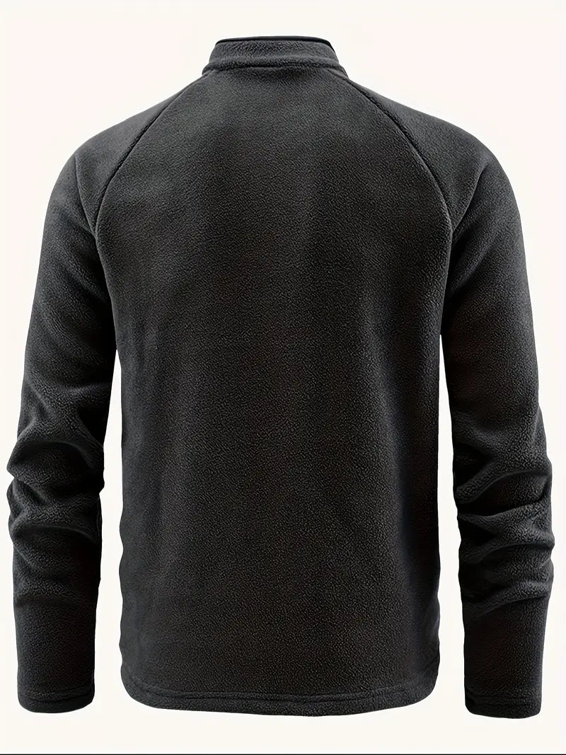 Fleece Pullover - Men's Warm Quarter-Zip Fleece Sweatshirt-Grace Aura