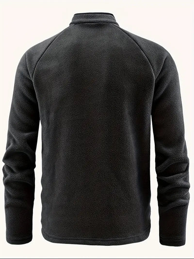 Fleece Pullover - Men's Warm Quarter-Zip Fleece Sweatshirt-Grace Aura