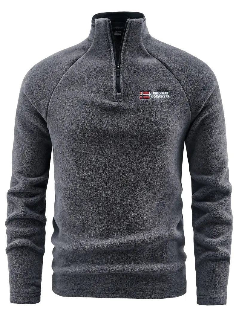 Fleece Pullover - Men's Warm Quarter-Zip Fleece Sweatshirt-Grace Aura