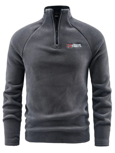 Fleece Pullover - Men's Warm Quarter-Zip Fleece Sweatshirt-Grace Aura