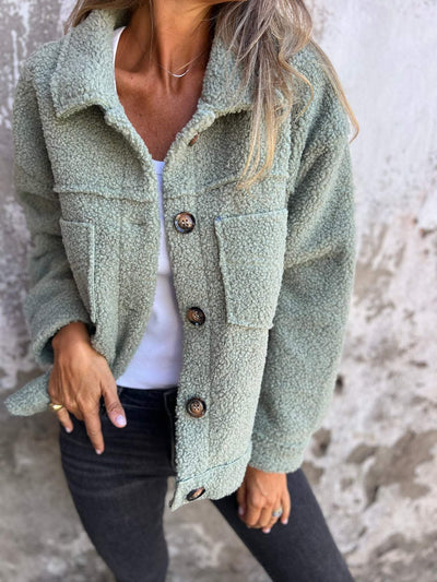 Fleece Teddy Jacket | Short | Oversized | Teddy Coat | Women's Jacket-Grace Aura