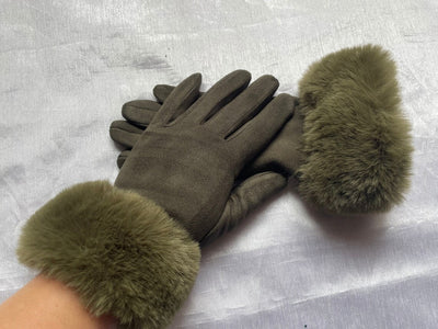 Fur Lined Gloves - Women's Warm Faux Fur Velvet Winter Gloves-Grace Aura