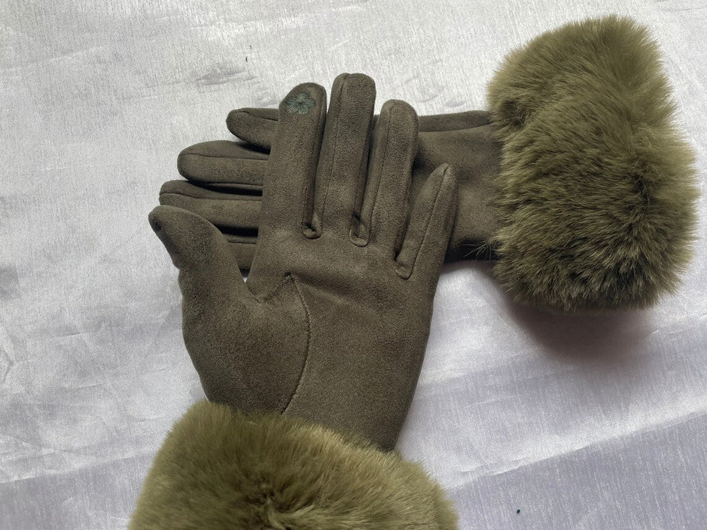 Fur Lined Gloves - Women's Warm Faux Fur Velvet Winter Gloves-Grace Aura