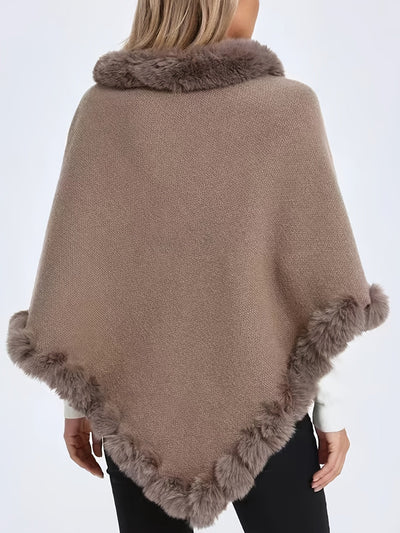 Fur Poncho - Stylish - Faux Fur - Knitted Poncho - Women's Clothing-Grace Aura