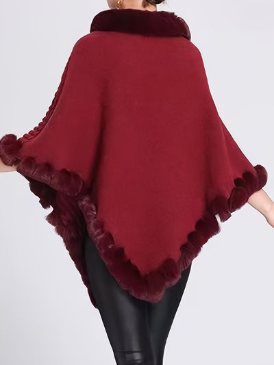 Fur Poncho - Stylish - Faux Fur - Knitted Poncho - Women's Clothing-Grace Aura