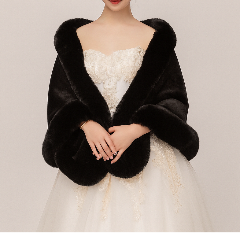 Fur Shawl - Women's Elegant Faux Fur Poncho Cape for Winter-Grace Aura