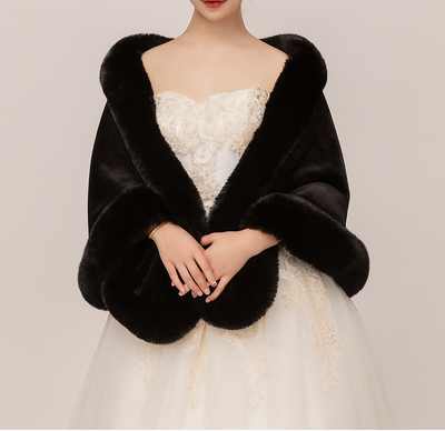 Fur Shawl - Women's Elegant Faux Fur Poncho Cape for Winter-Grace Aura