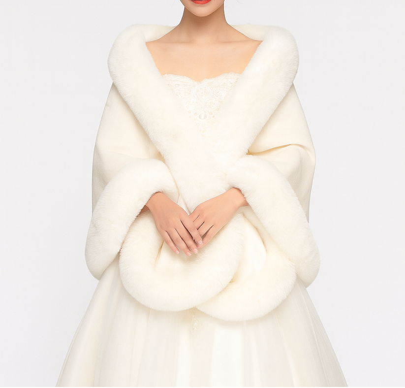 Fur Shawl - Women's Elegant Faux Fur Poncho Cape for Winter-Grace Aura