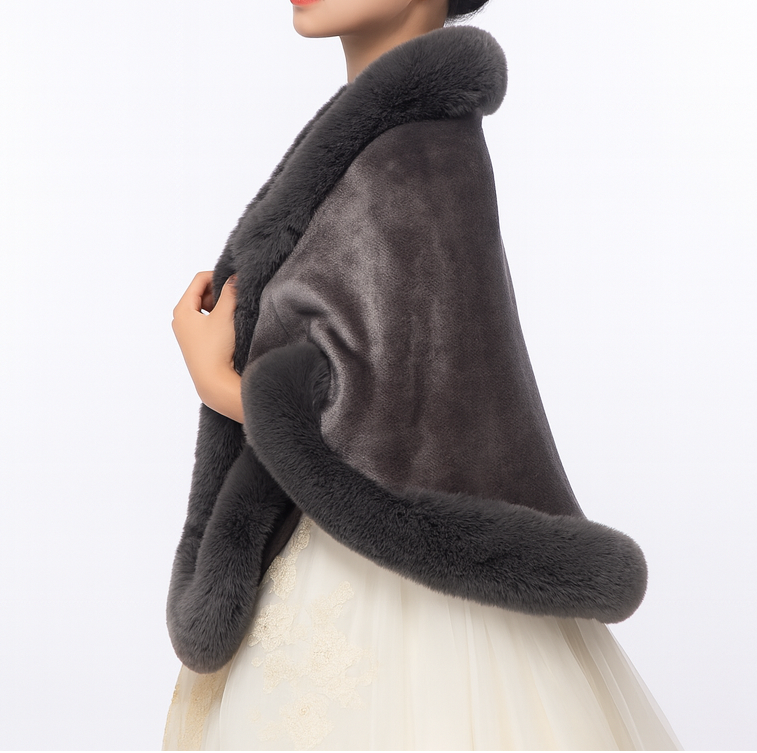 Fur Shawl - Women's Elegant Faux Fur Poncho Cape for Winter-Grace Aura