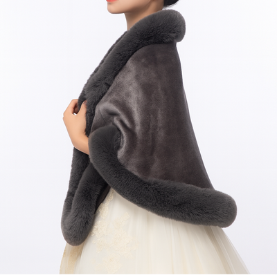 Fur Shawl - Women's Elegant Faux Fur Poncho Cape for Winter-Grace Aura