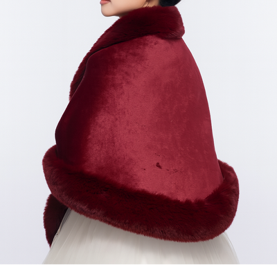 Fur Shawl - Women's Elegant Faux Fur Poncho Cape for Winter-Grace Aura