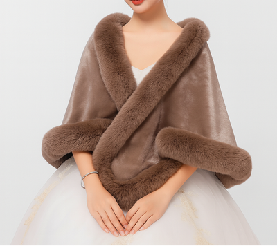 Fur Shawl - Women's Elegant Faux Fur Poncho Cape for Winter-Grace Aura