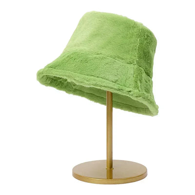 Fuzzy Bucket Hat - Women's Fluffy Fur Bucket Hat for Winter-Grace Aura