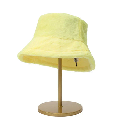 Fuzzy Bucket Hat - Women's Fluffy Fur Bucket Hat for Winter-Grace Aura