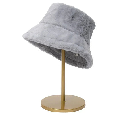 Fuzzy Bucket Hat - Women's Fluffy Fur Bucket Hat for Winter-Grace Aura