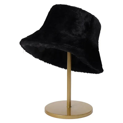 Fuzzy Bucket Hat - Women's Fluffy Fur Bucket Hat for Winter-Grace Aura
