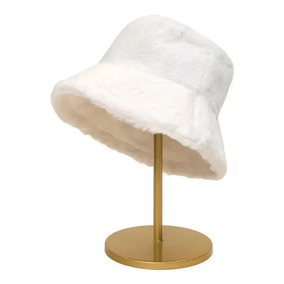 Fuzzy Bucket Hat - Women's Fluffy Fur Bucket Hat for Winter-Grace Aura
