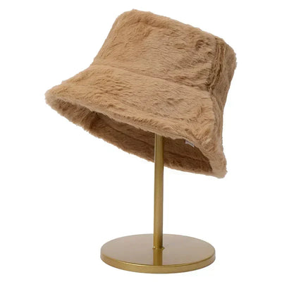 Fuzzy Bucket Hat - Women's Fluffy Fur Bucket Hat for Winter-Grace Aura