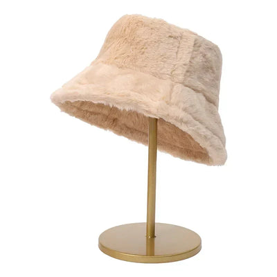 Fuzzy Bucket Hat - Women's Fluffy Fur Bucket Hat for Winter-Grace Aura
