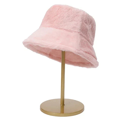 Fuzzy Bucket Hat - Women's Fluffy Fur Bucket Hat for Winter-Grace Aura