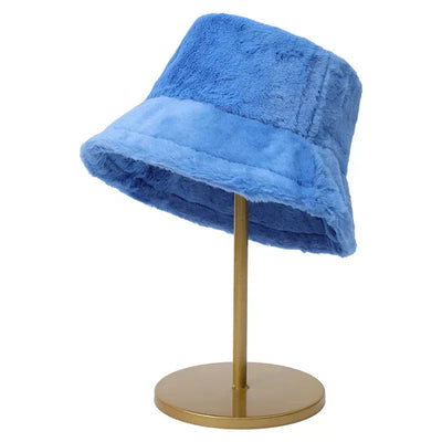 Fuzzy Bucket Hat - Women's Fluffy Fur Bucket Hat for Winter-Grace Aura