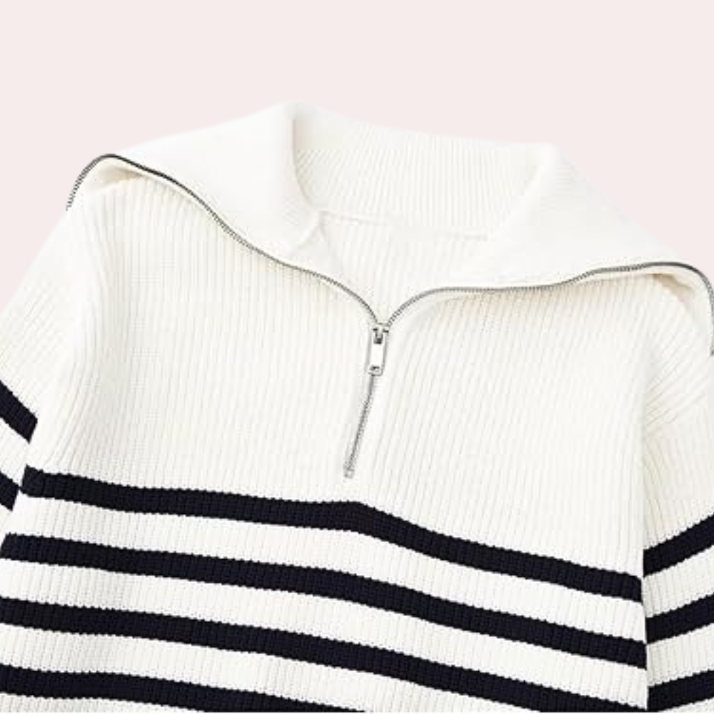 Half-Zip Sweater | Loose Fit | Warm | Knitted Jumper | Women's Sweater-Grace Aura