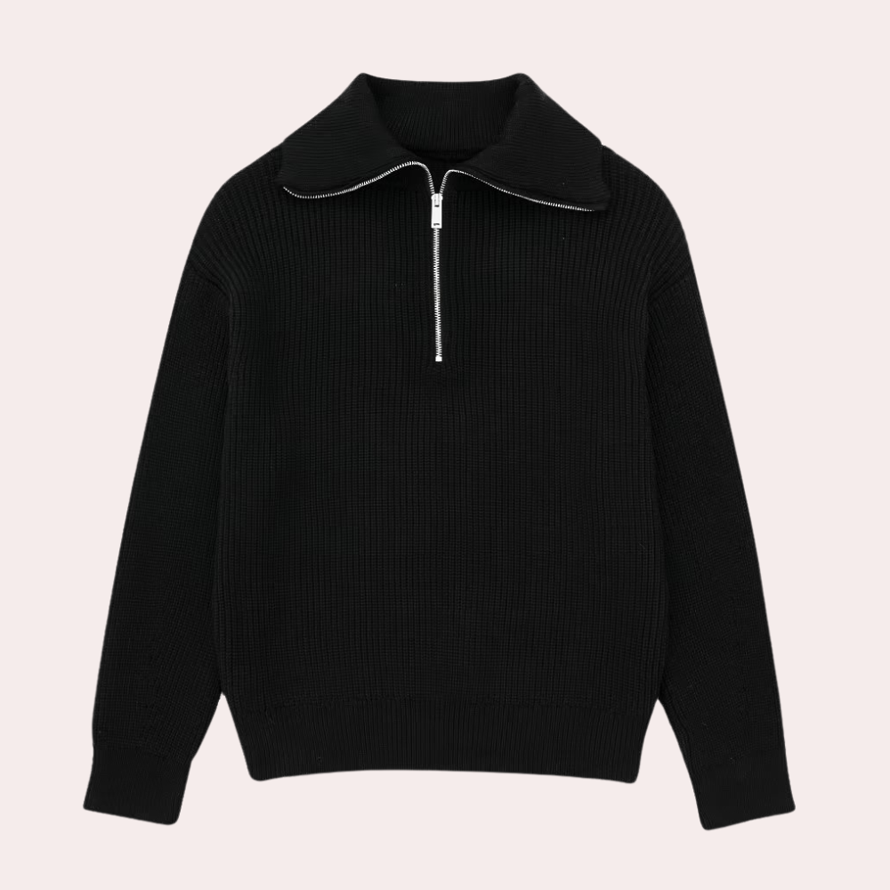 Half-Zip Sweater | Loose Fit | Warm | Knitted Jumper | Women's Sweater-Grace Aura