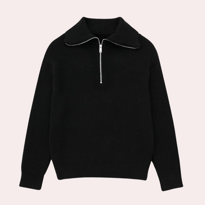 Half-Zip Sweater | Loose Fit | Warm | Knitted Jumper | Women's Sweater-Grace Aura