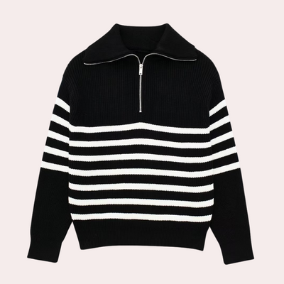 Half-Zip Sweater | Loose Fit | Warm | Knitted Jumper | Women's Sweater-Grace Aura