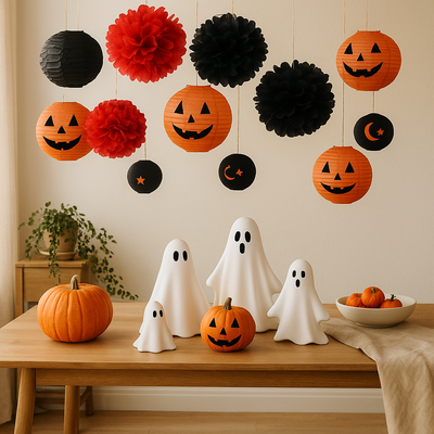 Halloween Pumpkin Lantern | Hanging | Decoration Set | Paper Lantern | Halloween Decor-Grace Aura