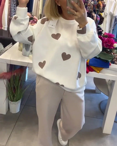 Heart Jumper | White | Pullover | Heart Sweater | Women's Sweatshirt-Grace Aura