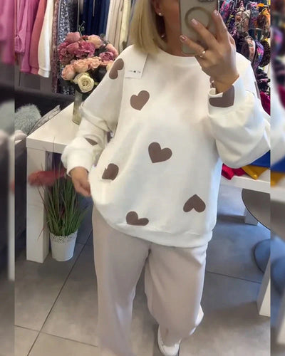 Heart Jumper | White | Pullover | Heart Sweater | Women's Sweatshirt-Grace Aura