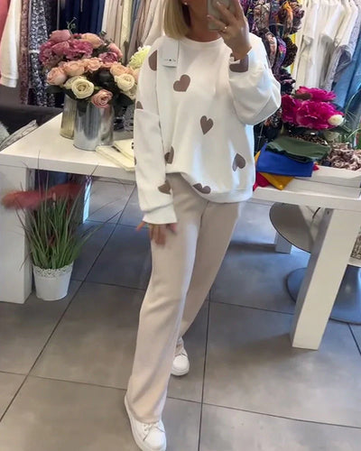 Heart Jumper | White | Pullover | Heart Sweater | Women's Sweatshirt-Grace Aura