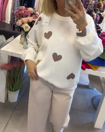 Heart Jumper | White | Pullover | Heart Sweater | Women's Sweatshirt-Grace Aura