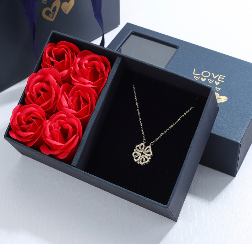 Heart Necklace - Women's Gold Silver 4 Leaf Clover Necklace-Grace Aura