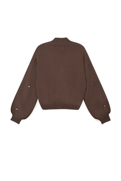 Heart Sweater - Loose Fit - High Neck - Knitted Jumper - Women's Knitwear-Grace Aura