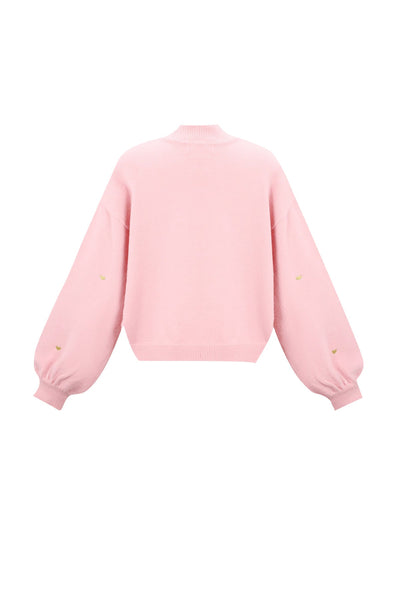 Heart Sweater - Loose Fit - High Neck - Knitted Jumper - Women's Knitwear-Grace Aura