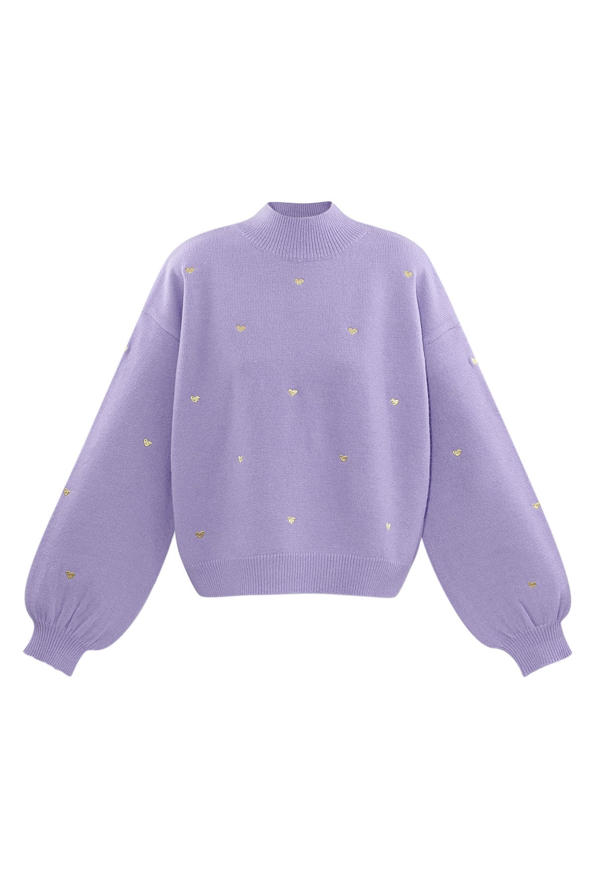 Heart Sweater - Loose Fit - High Neck - Knitted Jumper - Women's Knitwear-Grace Aura