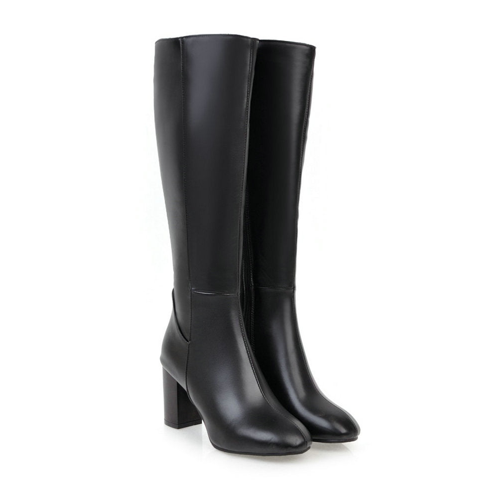 Heeled Boots | Leather | Block Heel | High Heel Knee High Boots | Women's Boots-Grace Aura