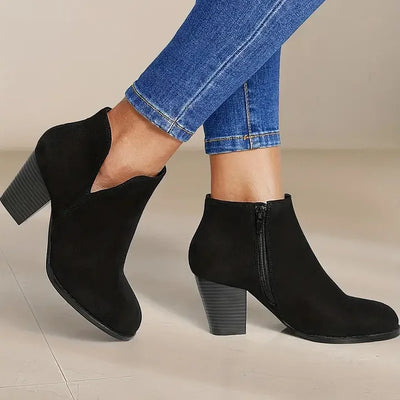 Heeled Boots | Suede | Block Heel | Ankle Boots | Women's Boots-Grace Aura