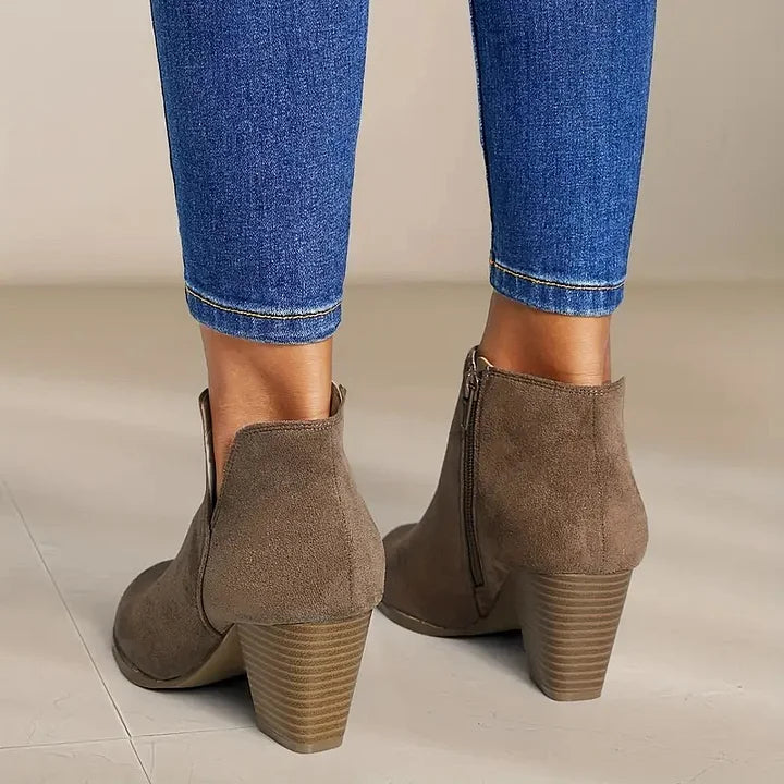Heeled Boots | Suede | Block Heel | Ankle Boots | Women's Boots-Grace Aura