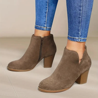 Heeled Boots | Suede | Block Heel | Ankle Boots | Women's Boots-Grace Aura