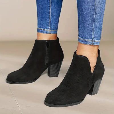 Heeled Boots | Suede | Block Heel | Ankle Boots | Women's Boots-Grace Aura